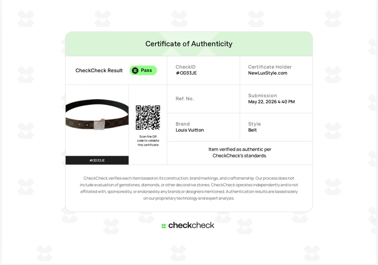 Louis Vuitton damier reversible Belt authentic w/ COA 80 cm 32 inch