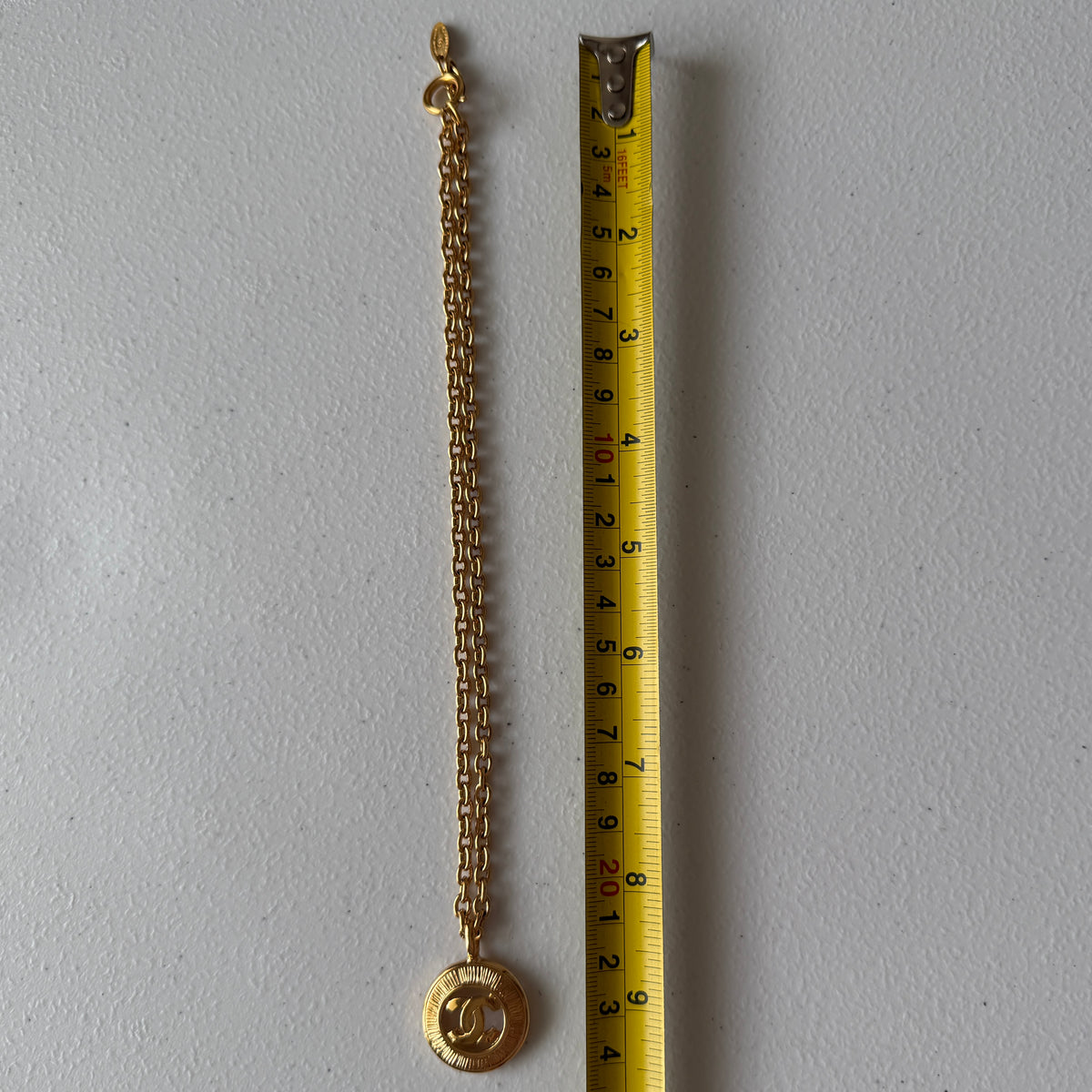 Chanel vintage gold plated CC mark pendant necklace Authentic with COA and box