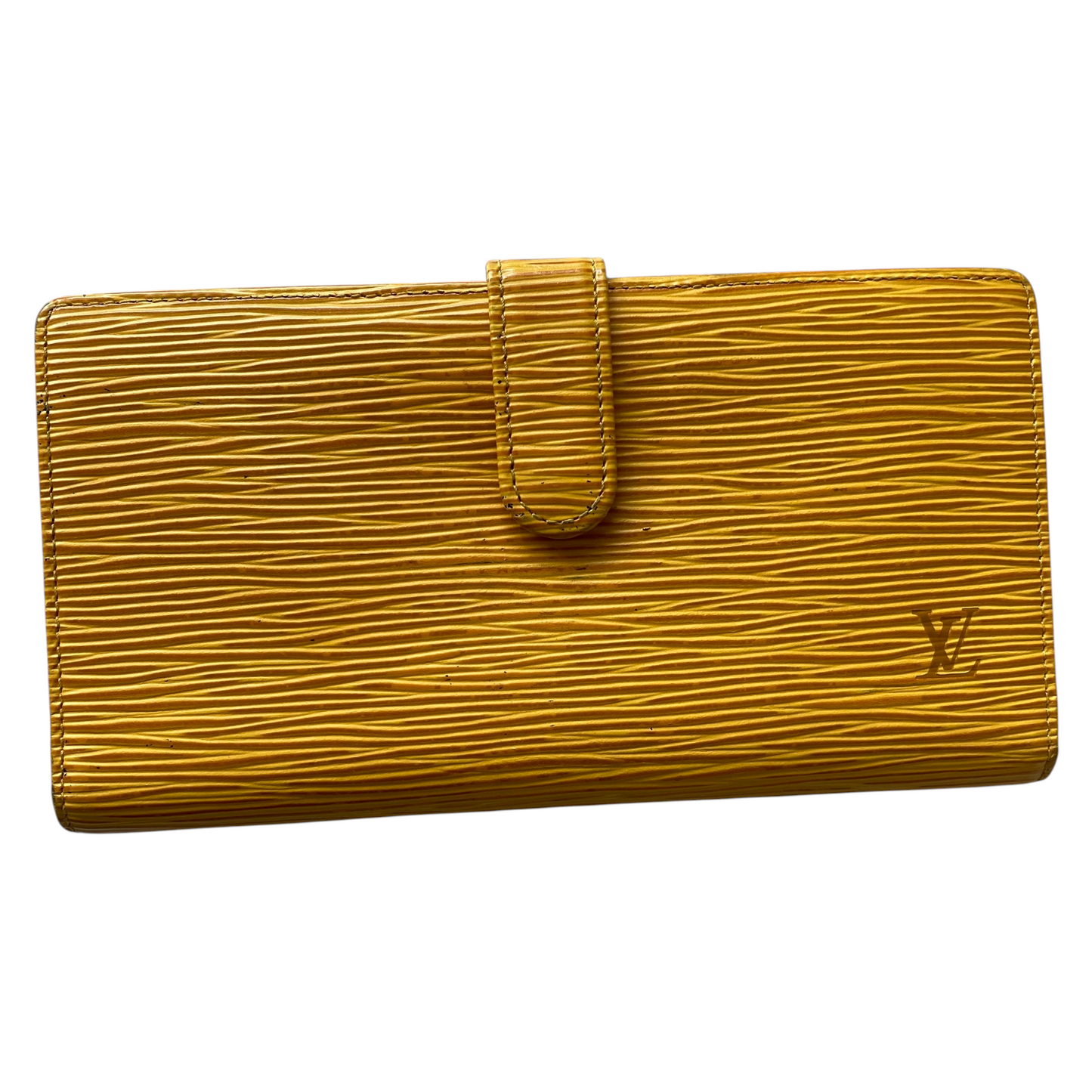 Louis Vuitton yellow Epi leather kiss lock long wallet MI0032 Authentic with coa 7.1x3.8
