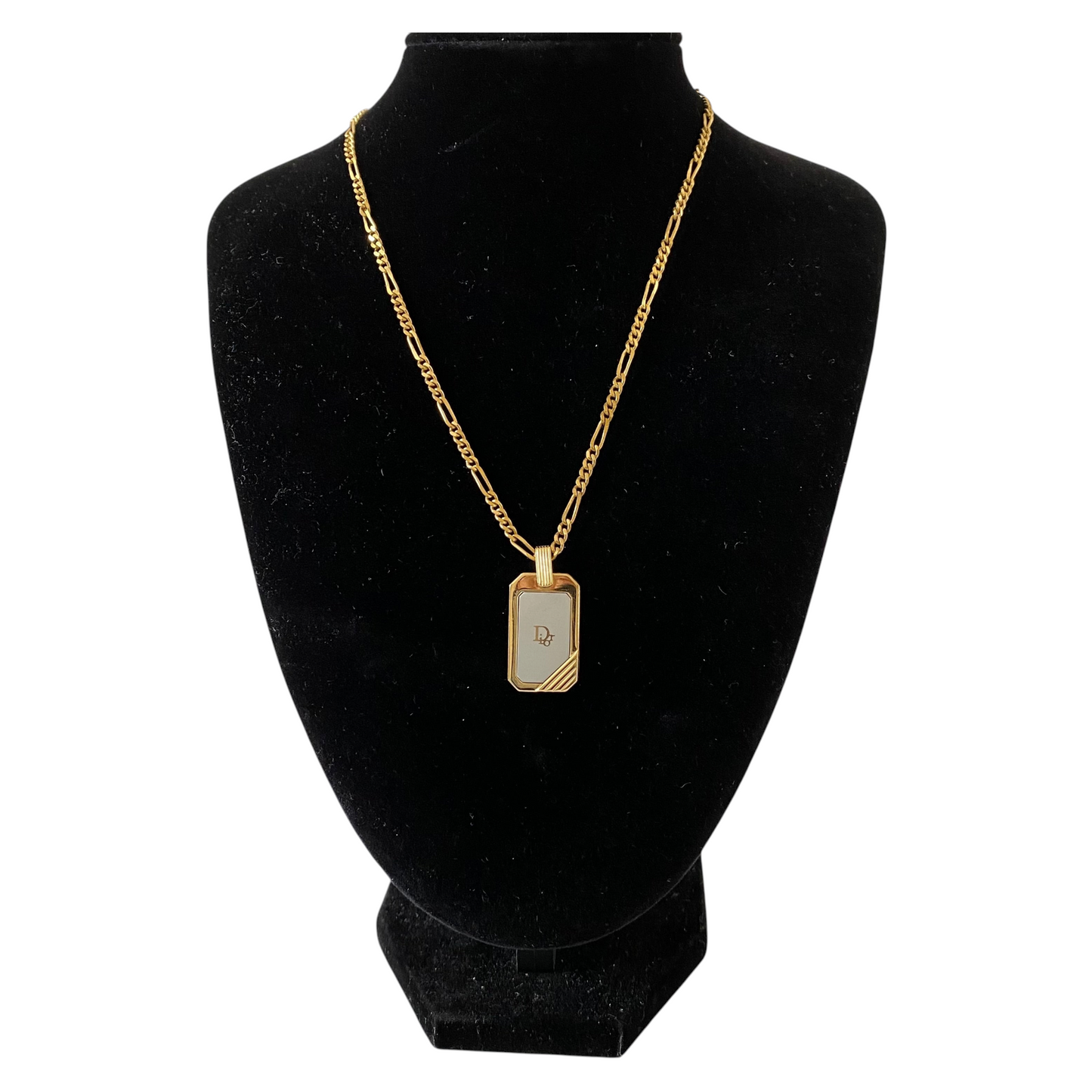 Dior gold plated Necklace with logo Pendant Authentic with coa