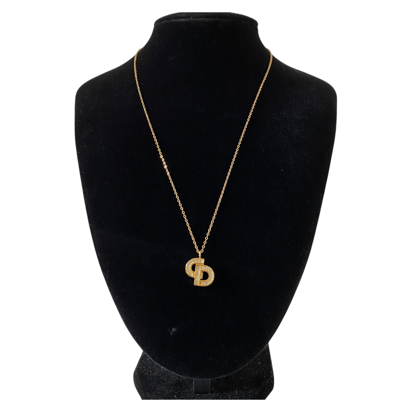 Dior gold plated necklace CD pendant with Authentic with coa