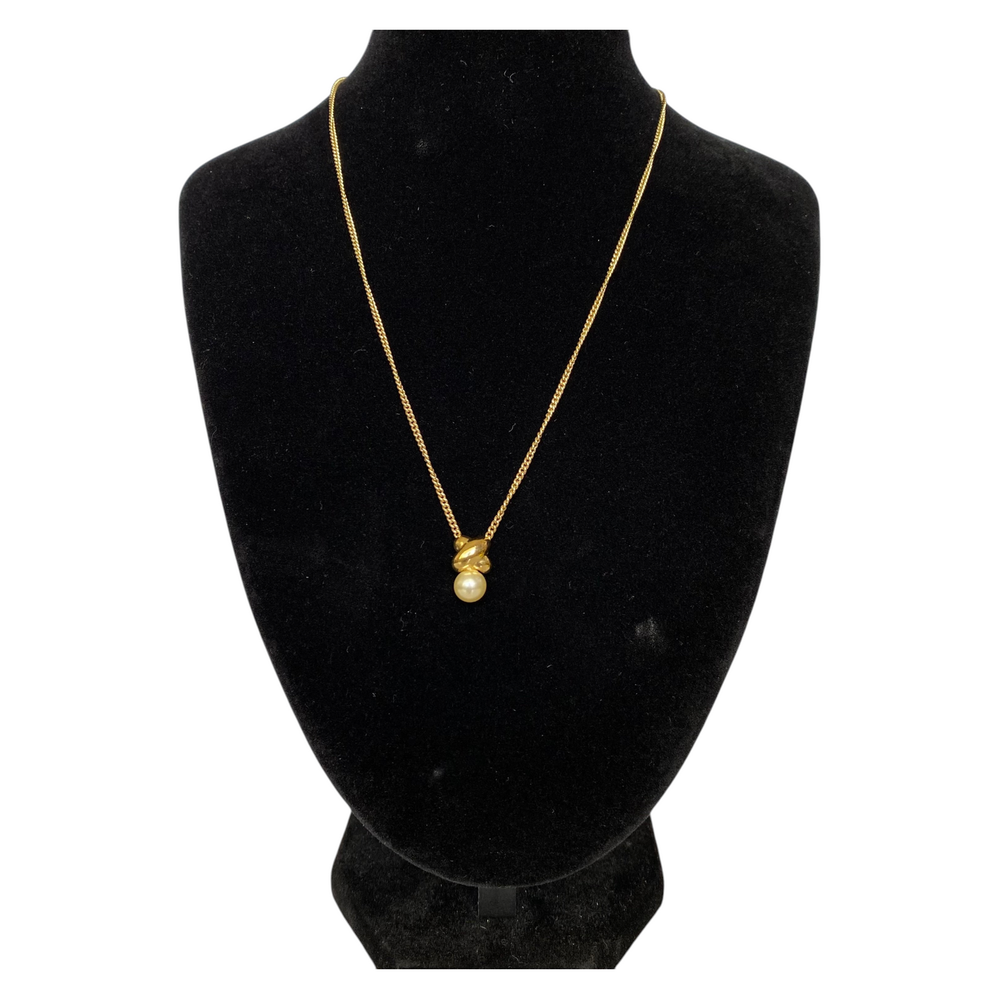 Dior gold plated pearl pendant Necklace Authentic with coa