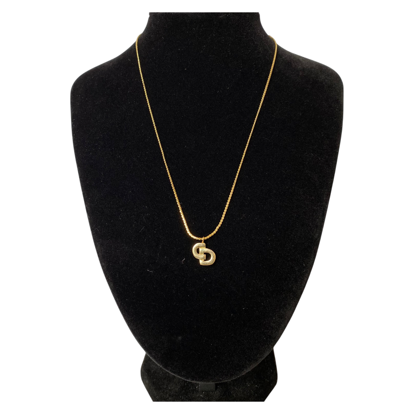 Dior CD initial gold plated necklace Authentic with COA dusty