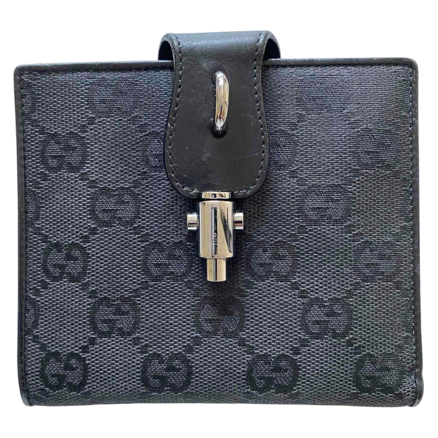 Gucci GG monogram black compact wallet authentic with COA 4.7x4.1