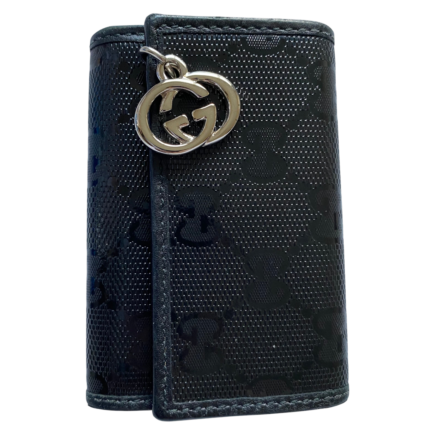 Gucci monogram black key holder Authentic with COA