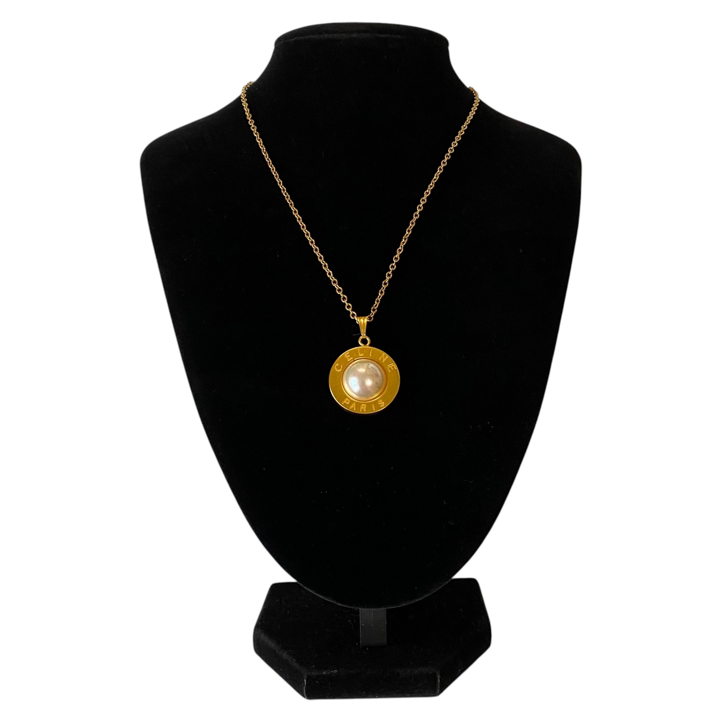 Celine gold plated pendant necklace 15 inch authentic with coa