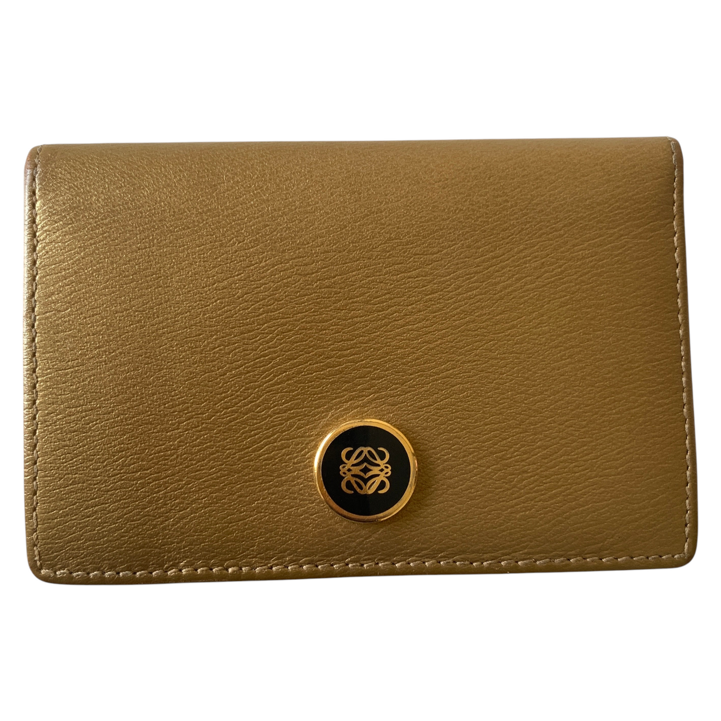 Loewe anagram gold leather card holder wallet Authentic with COA