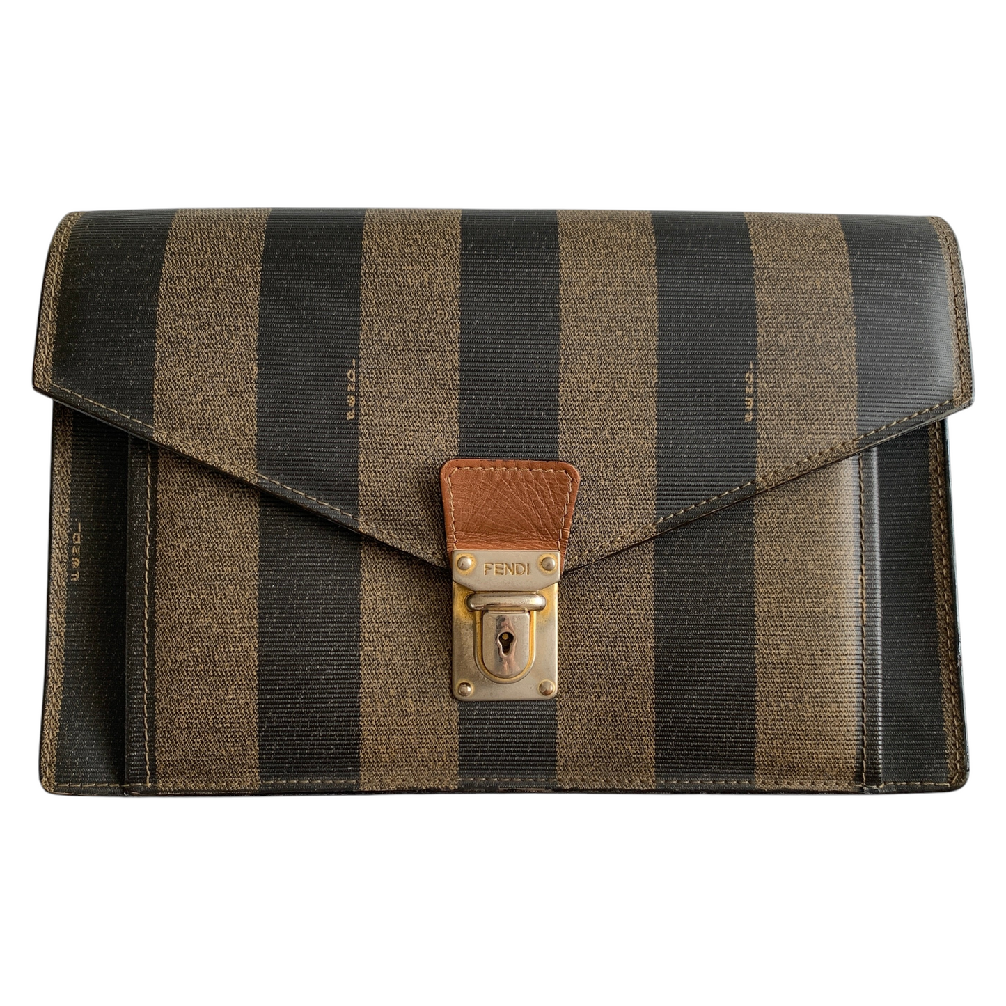 Fendi vintage pequin clutch bag Authentic with COA