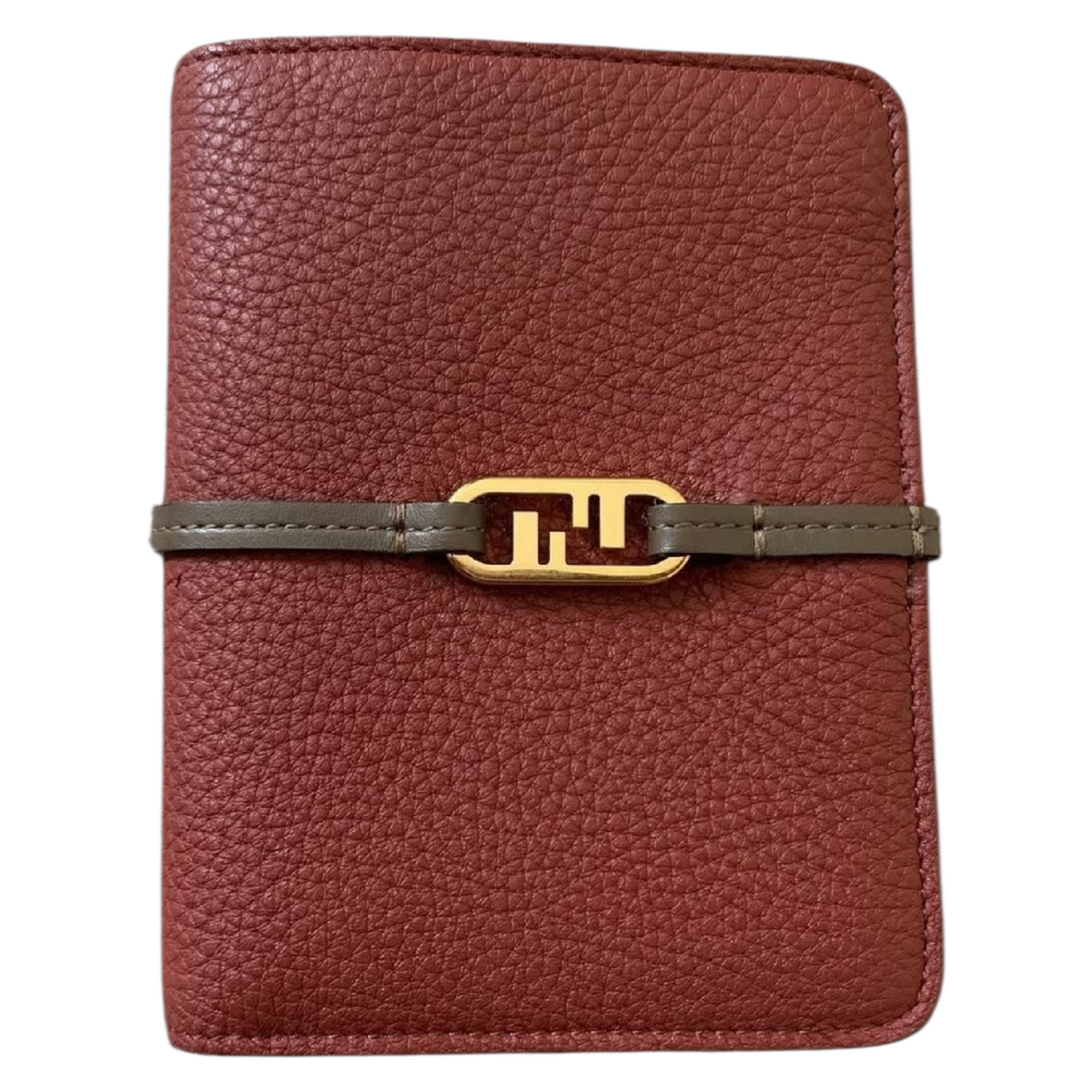 Authentic Fendi NEW women's full leather wallet with gold tone FF logo clasp