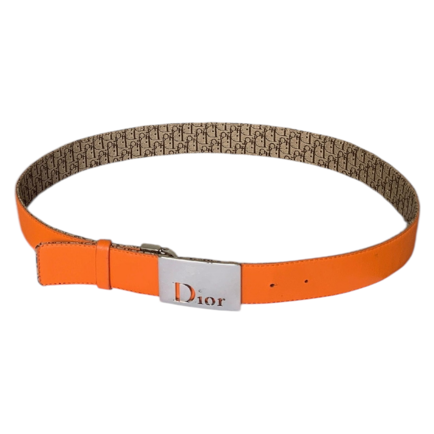 Christian Dior women's 90 cm 36 inch reversible trotter and orange leather belt