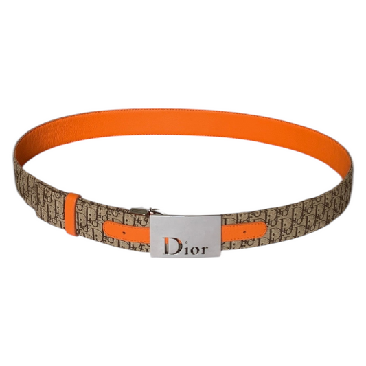 Christian Dior women's 90 cm 36 inch reversible trotter and orange leather belt