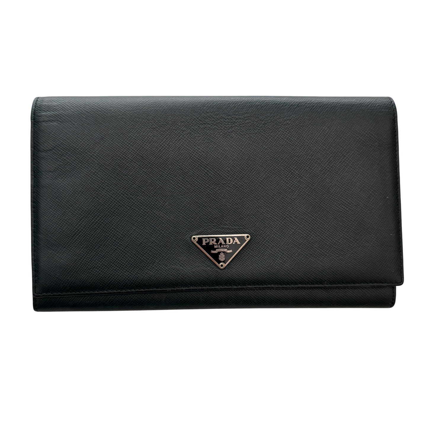 PRADA navy saffiano leather long by wallet Authentic with COA