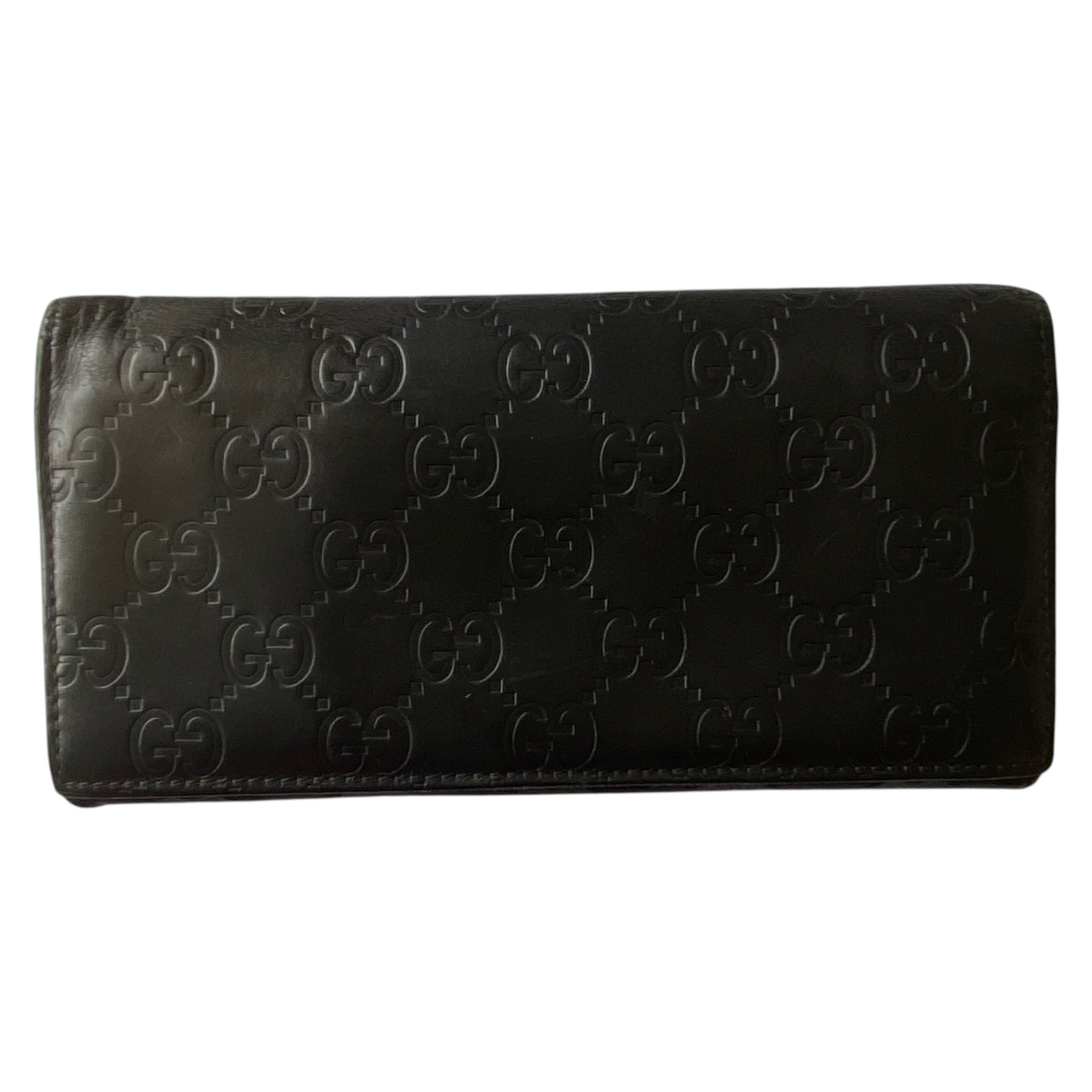 Gucci GG monogram black leather long wallet Authentic with COA 7x3.6