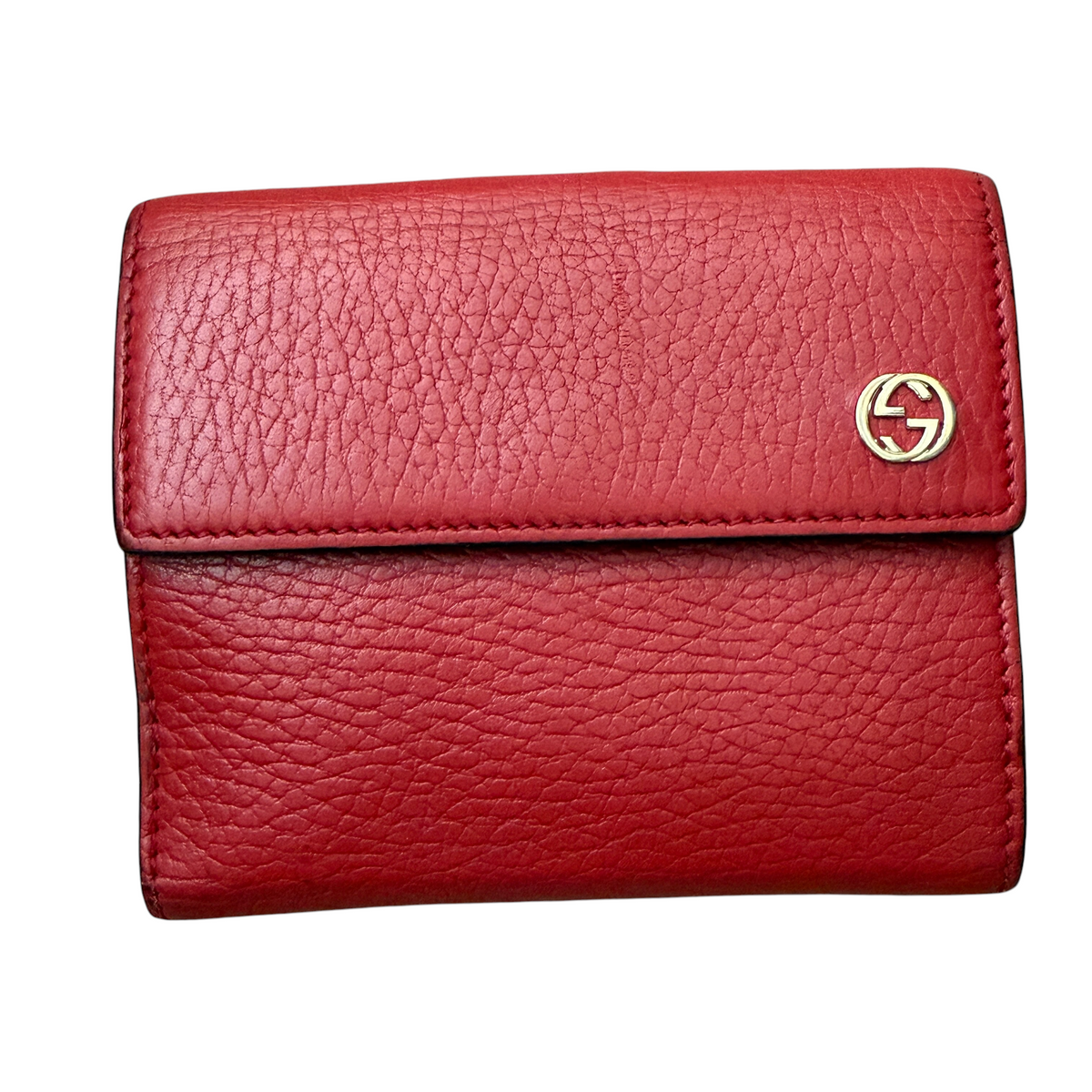 Gucci red leather compact wallet Authentic with COA 4.7x4