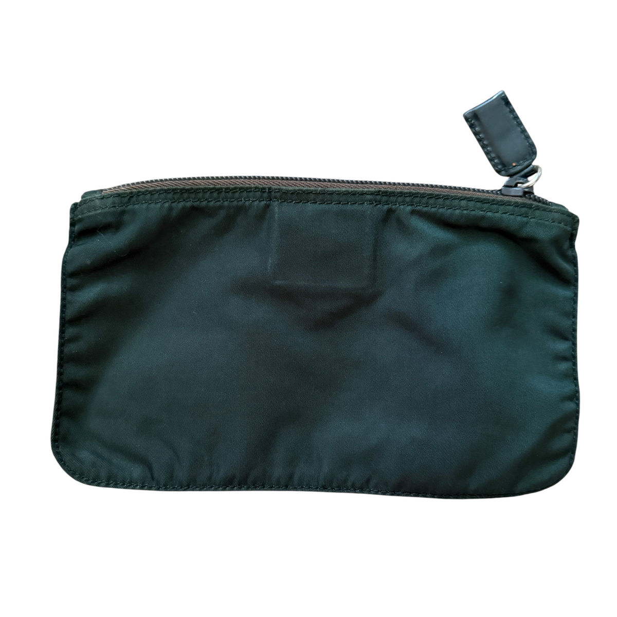 Prada deep green nylon pouch Authentic with COA 7.7x4.6