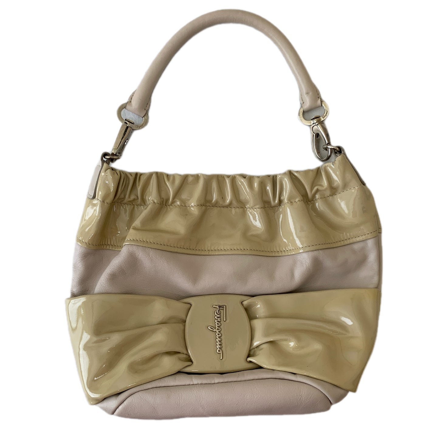Ferragamo leather 2 tone hobo bag  authentic with COA