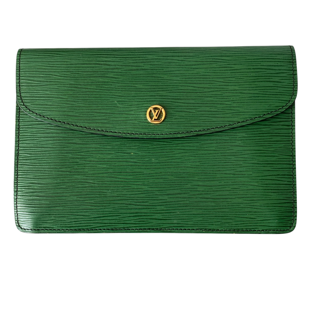 Louis Vuitton green Epi leather clutch bag 872 Authentic with COA 9x6.1x0.6