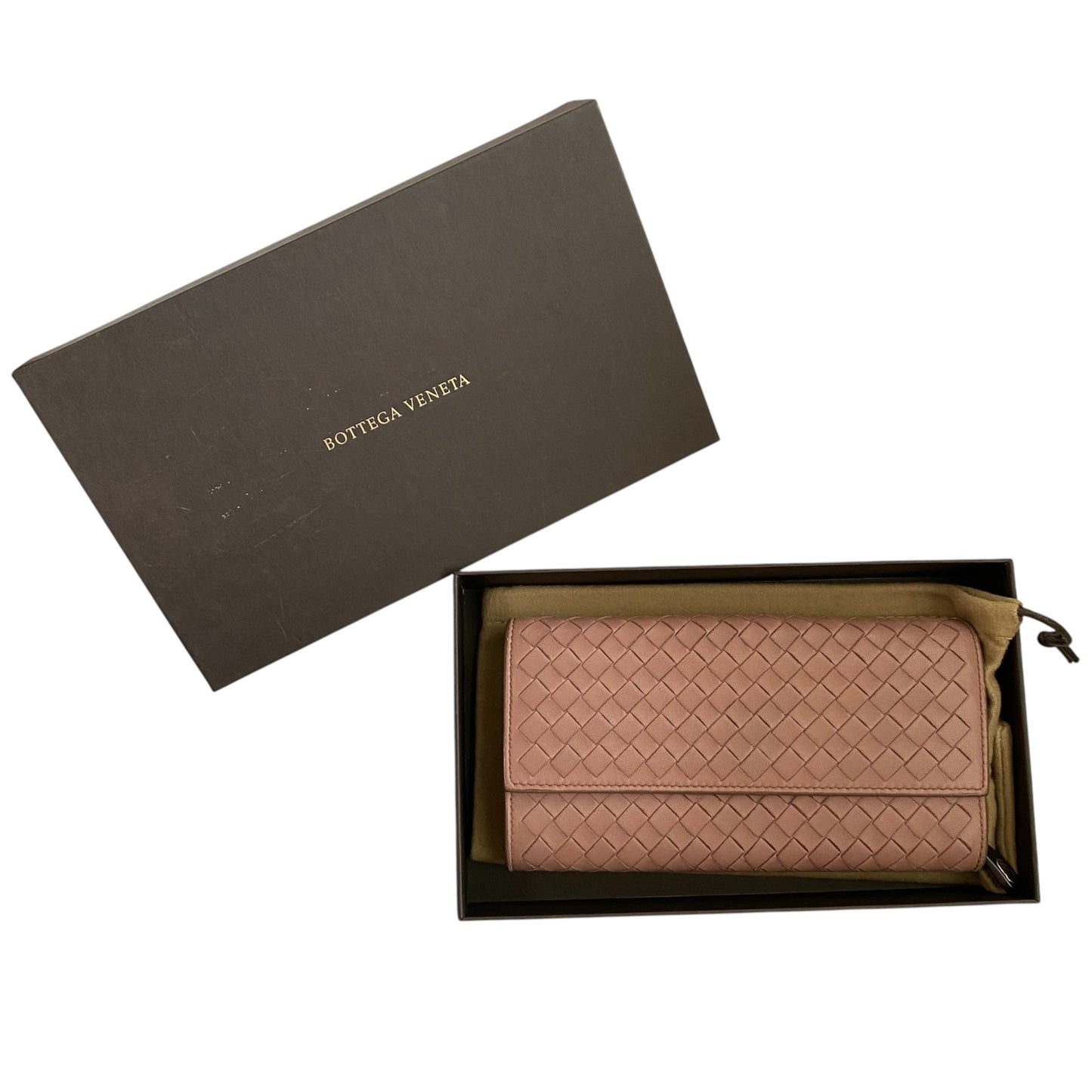 Bottega Veneta intrecciata long wallet authentic with coa box