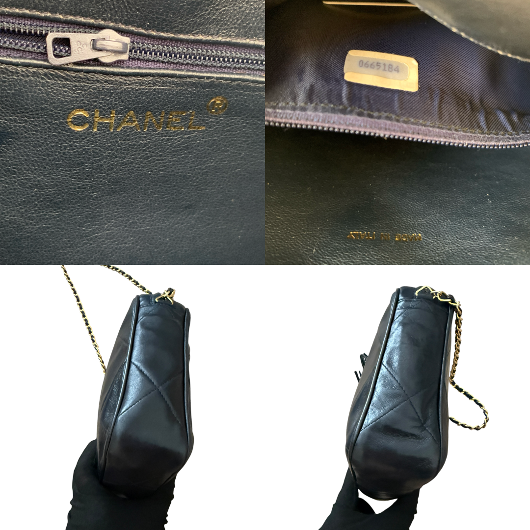 Chanel black quilted tassel leather camera crossbody bag authentic with COA dus