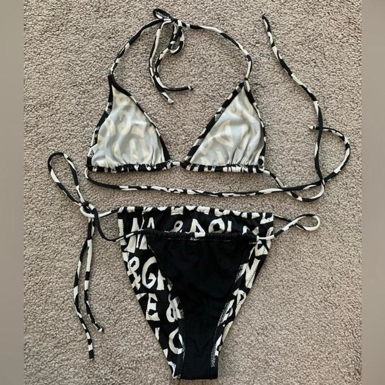 Autentic Dolce & Gabbana first line Women’s logo black white bikini set size M