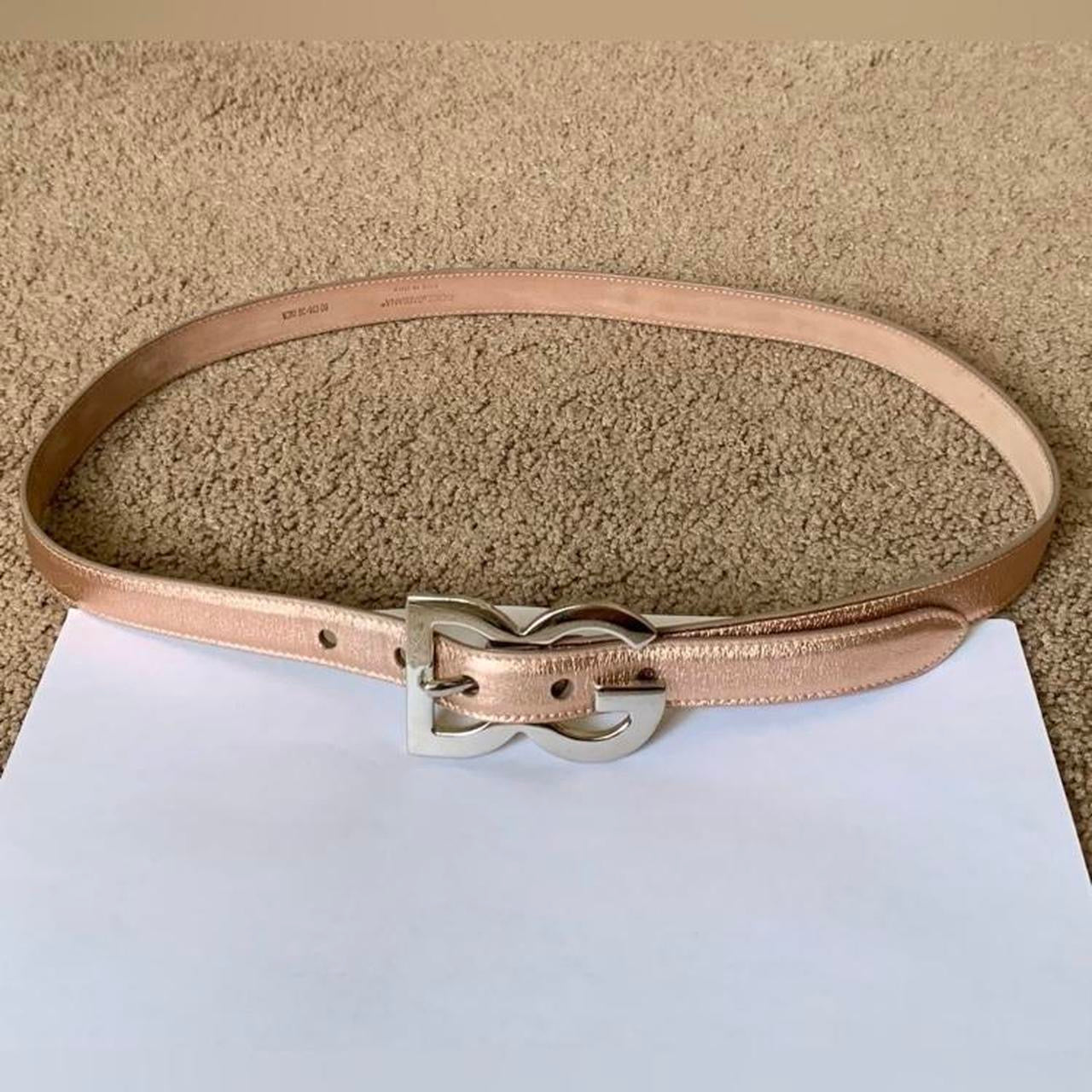 Authentic Dolce & Gabbana first line DG logo light golden pink leather belt 90 cm/36 inch
