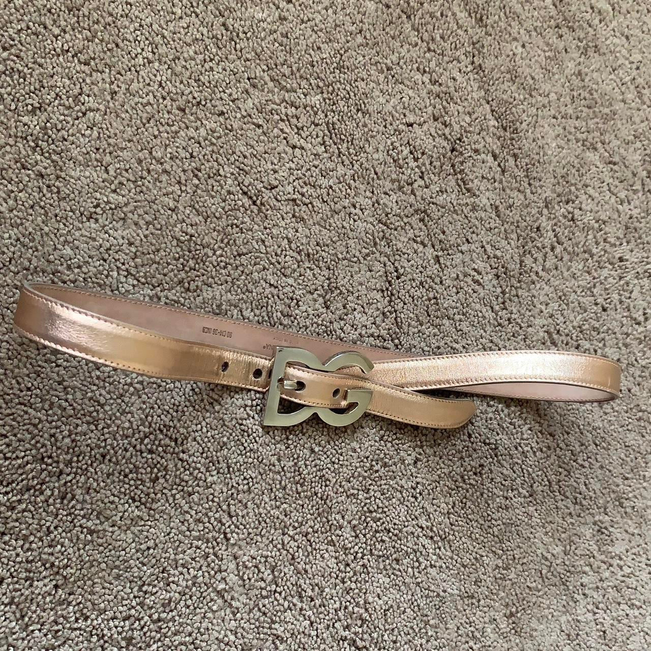 Authentic Dolce & Gabbana first line DG logo light golden pink leather belt 90 cm/36 inch