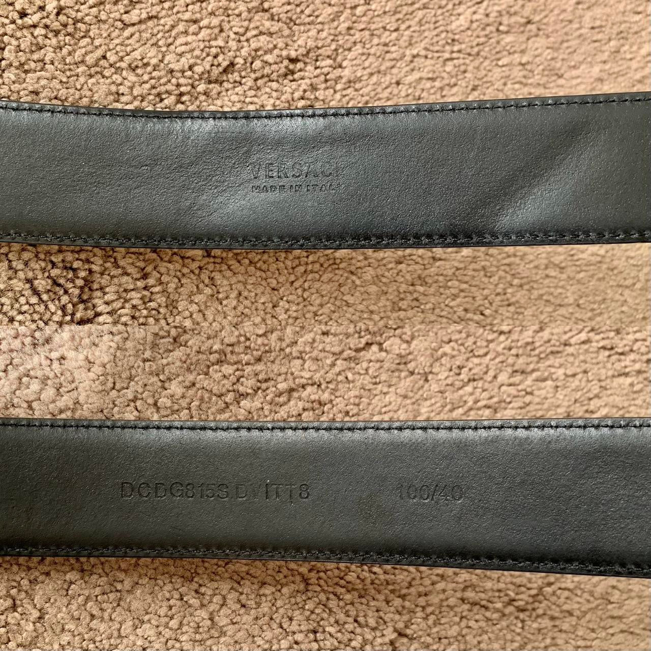 Authentic unisex Versace black leather belt with medusa buckle