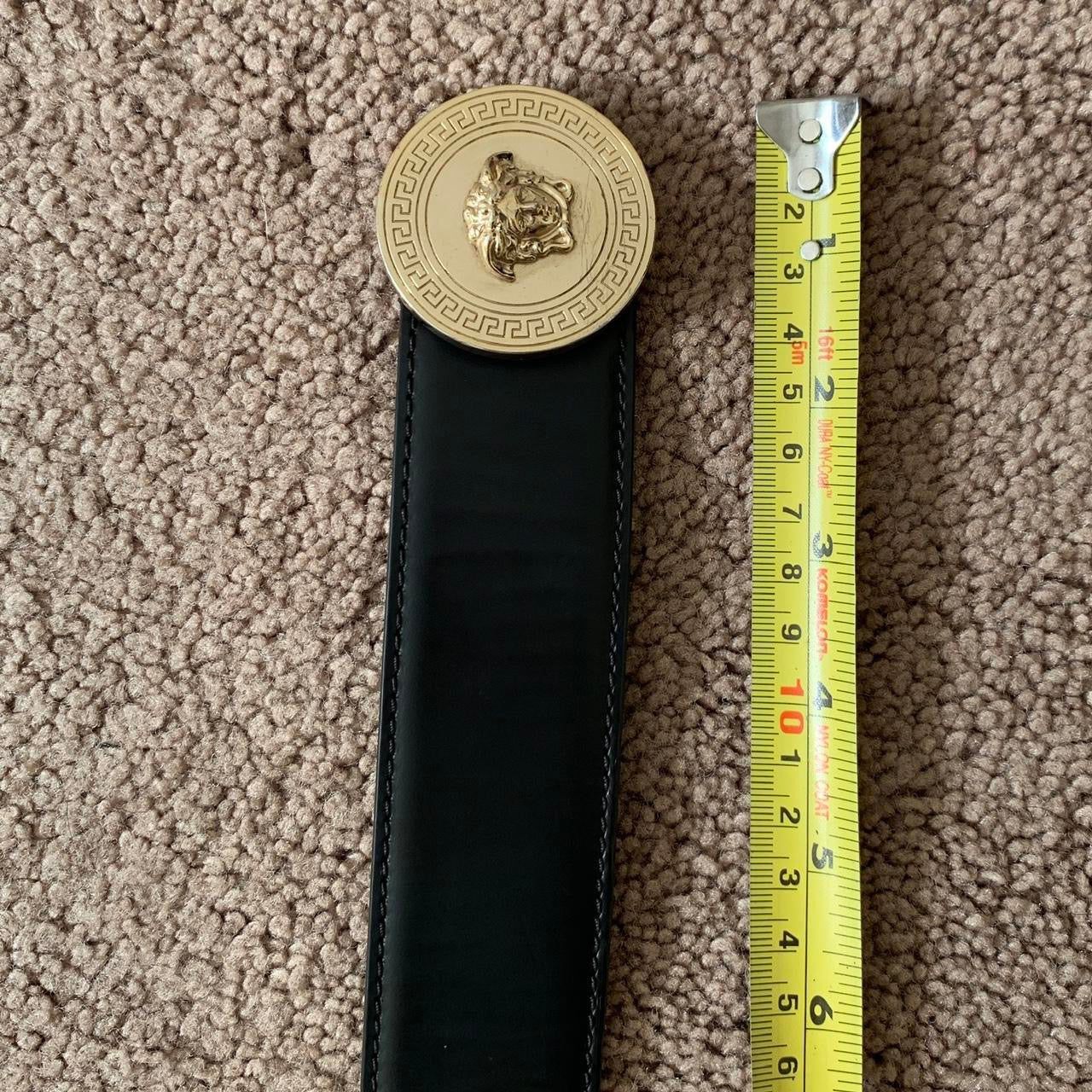 Authentic unisex Versace black leather belt with medusa buckle