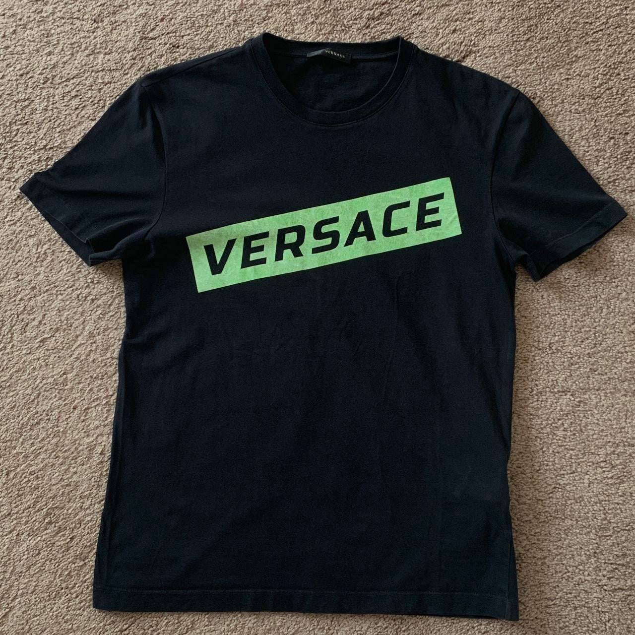 Authentic Versace first line logo black cotton t shirt