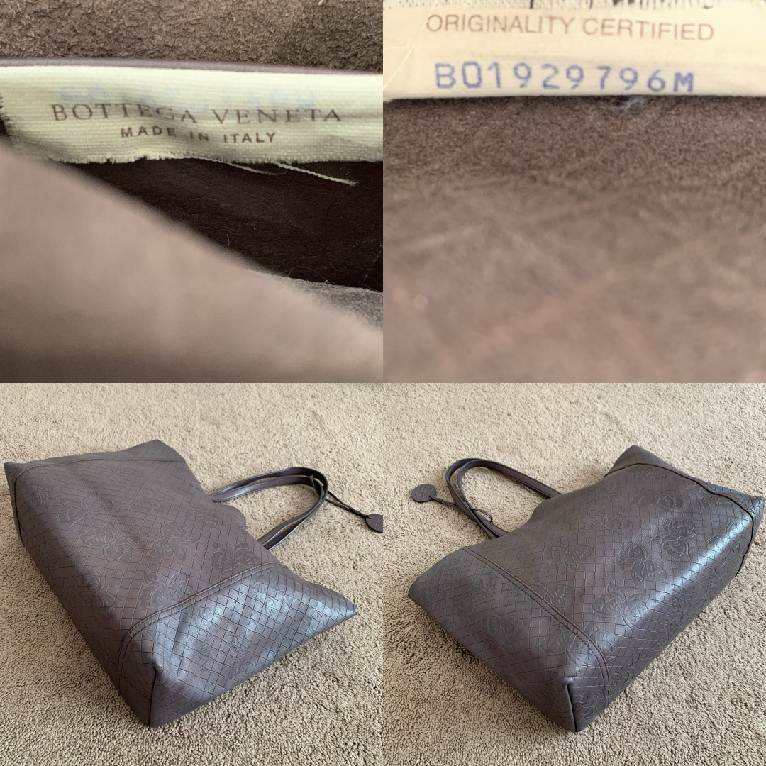 Bottega veneta intrecciato mirage butterfly leather tote shoulder bag authentic