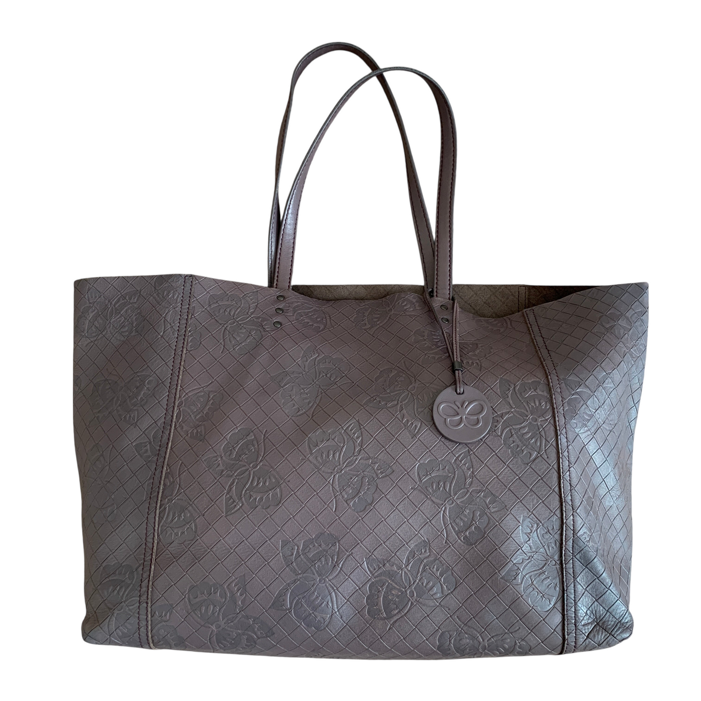 Bottega veneta intrecciato mirage butterfly leather tote shoulder bag authentic