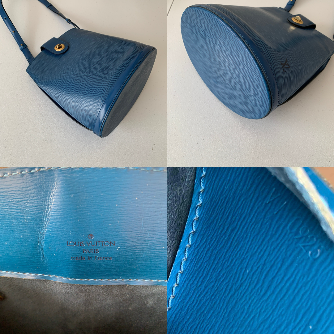Louis Vuitton blue Epi leather cluny shoulder bag authentic with COA