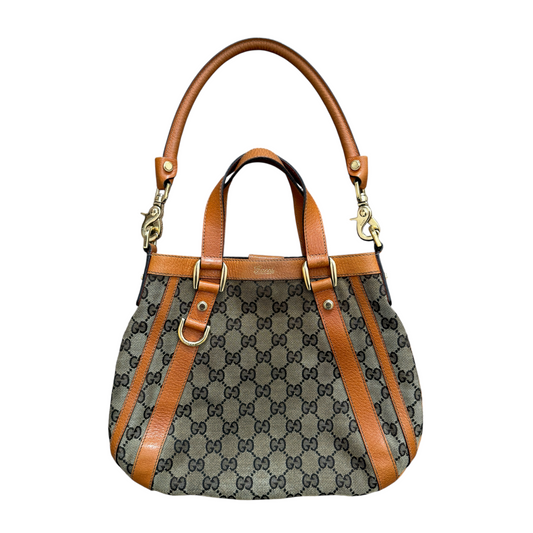 Gucci monogram canvas and orange leather shoulder bag Handbag authentic with CO