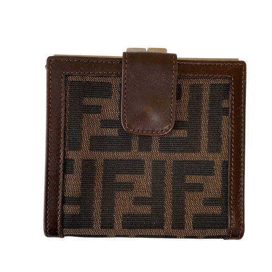 Fendi zucca monogram compact Wallet with kiss lock authentic with COA