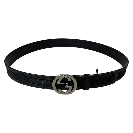 Gucci black monogram Belt authentic with COA 85 cm 34”