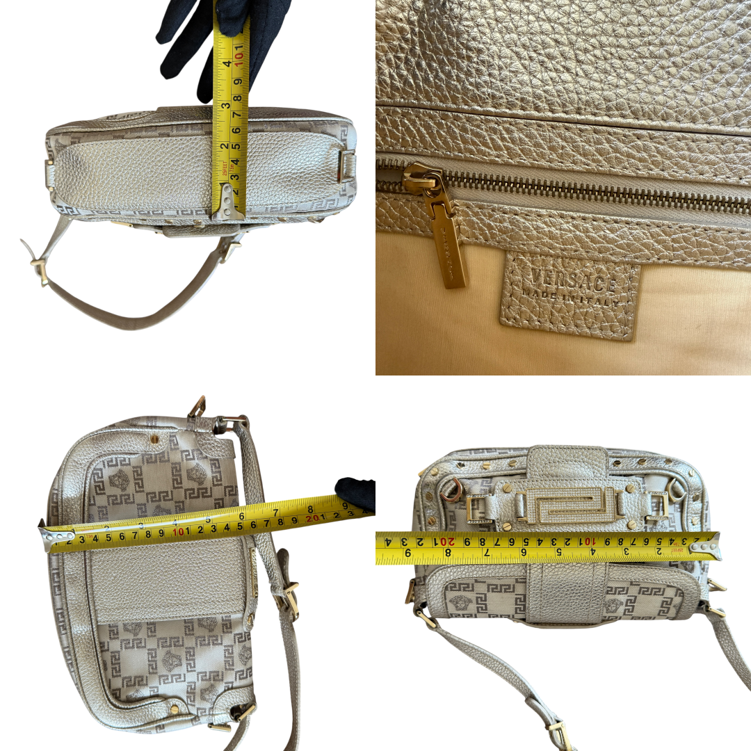 Versace Medusa logo light gold shoulder bag authentic with COA
