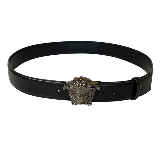 Versace medusa black Leather Belt unisex authentic w/ COA size 90 cm 36”