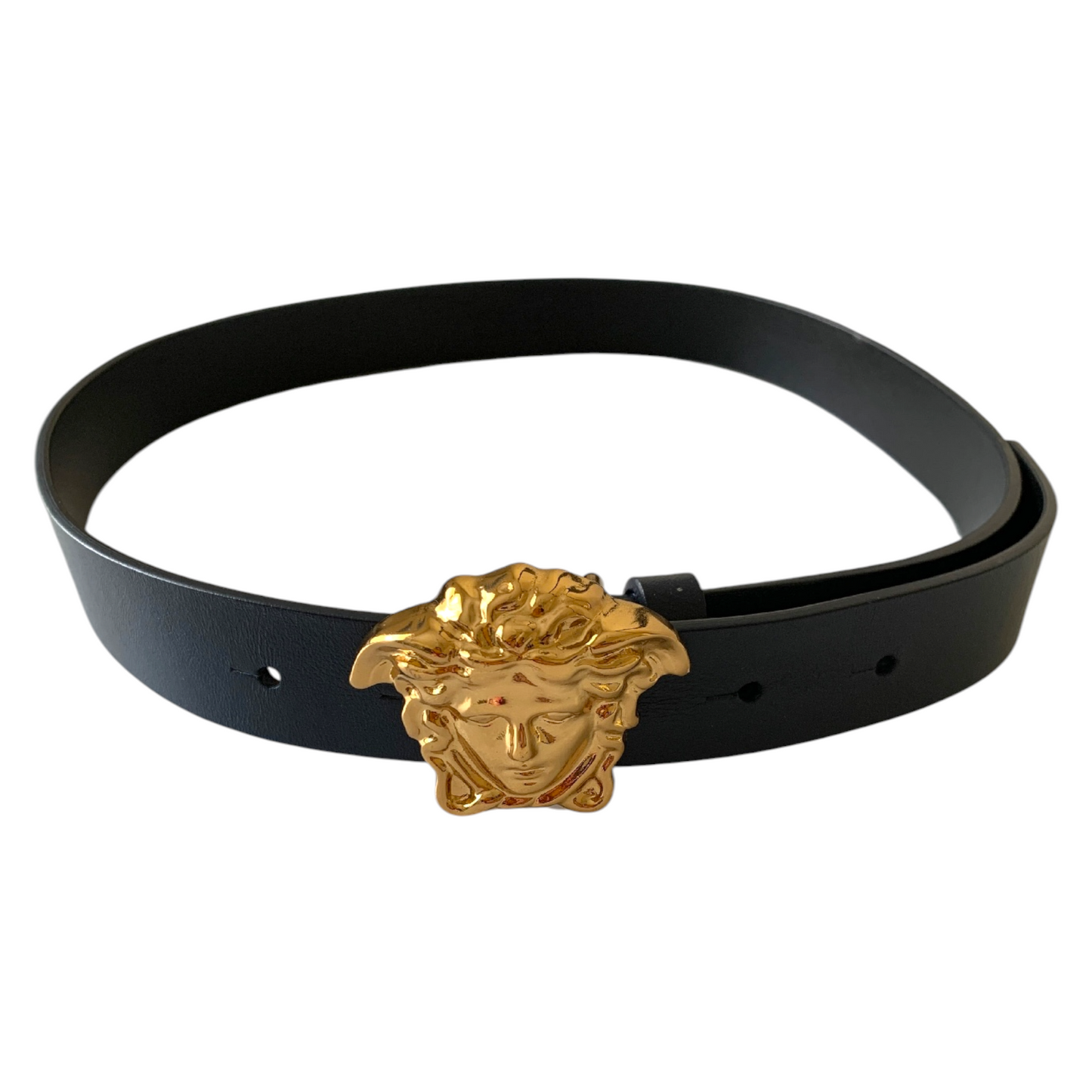 Versace young Medusa navy leather belt size L authentic with COA