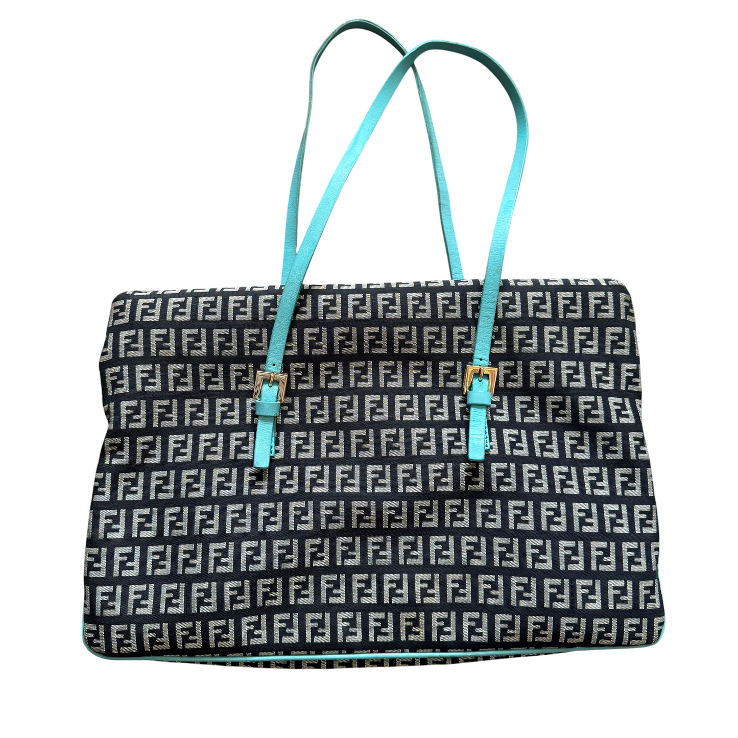 Fendi FF monogram double flap mamma baguette shoulder bag 14x9x1