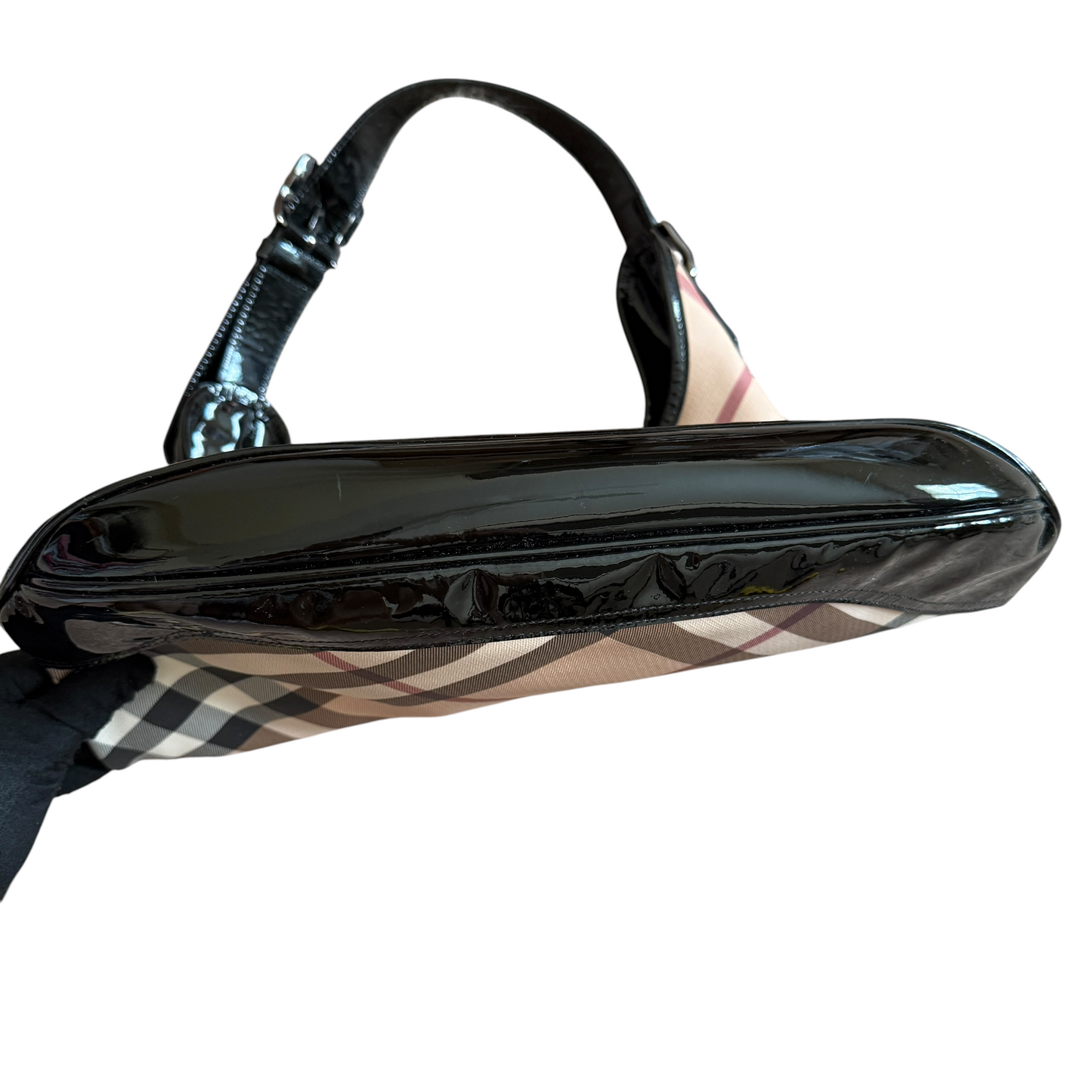 Burberry nova check canvas Ann black leather hobo bag authentic with COA