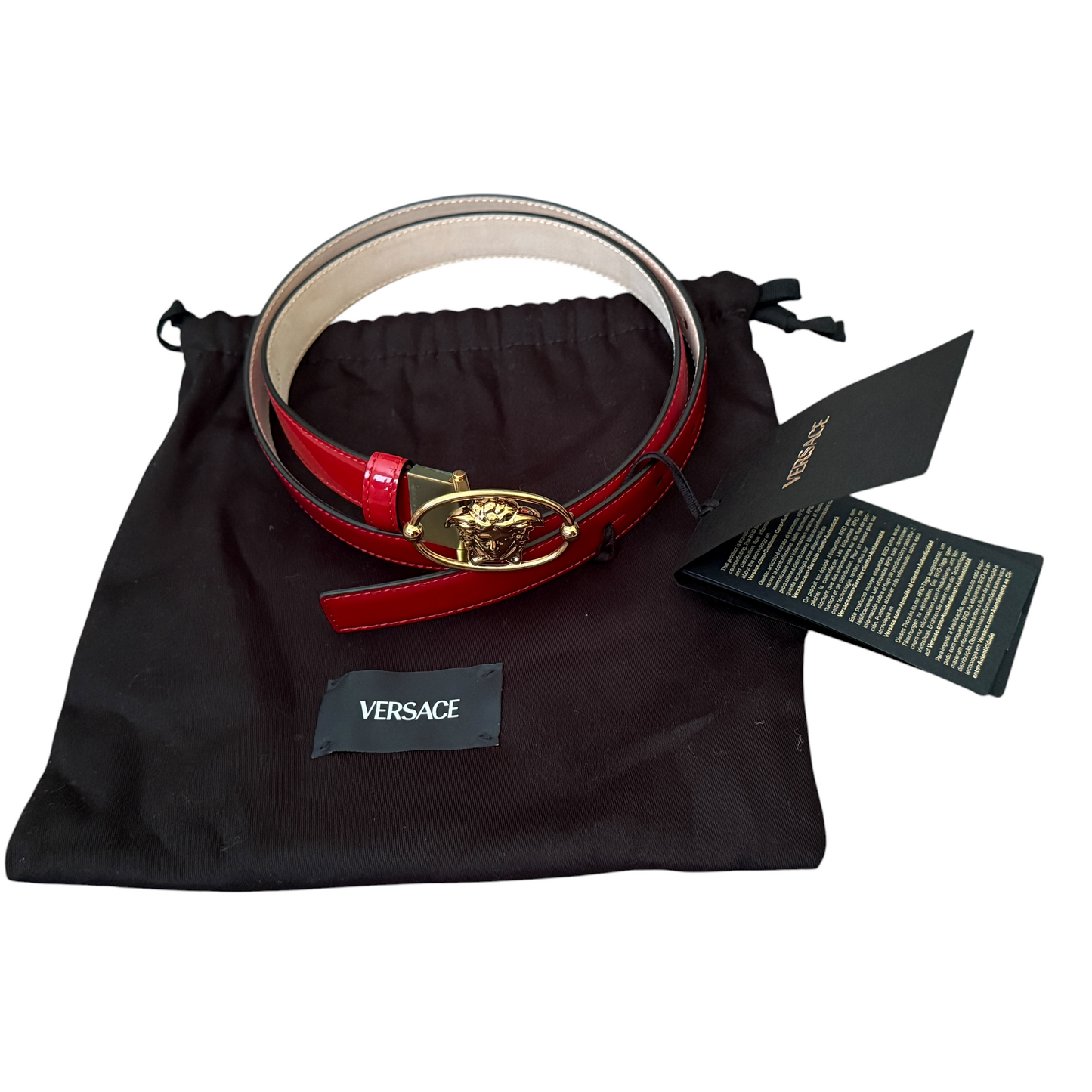 Versace NWT red patent leather belt authentic with COA 95 cm 38 in
