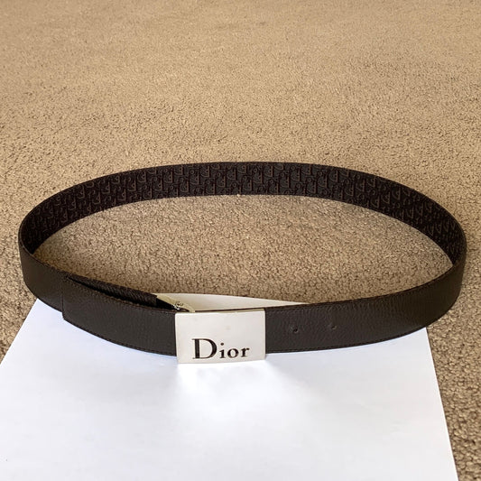 Authentic Christian Dior unisex reversible 90 cm 36 inch brown trotter Belt