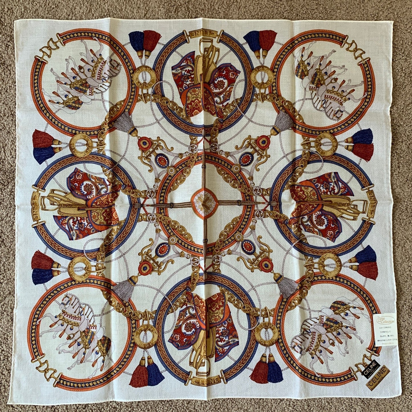 NWT Celine women's scarf foulard handkerchief in cotton