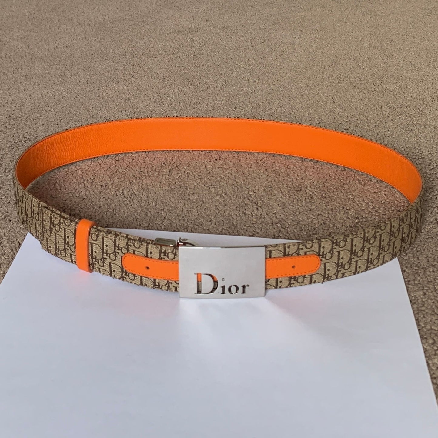 Christian Dior women's 90 cm 36 inch reversible trotter and orange leather belt