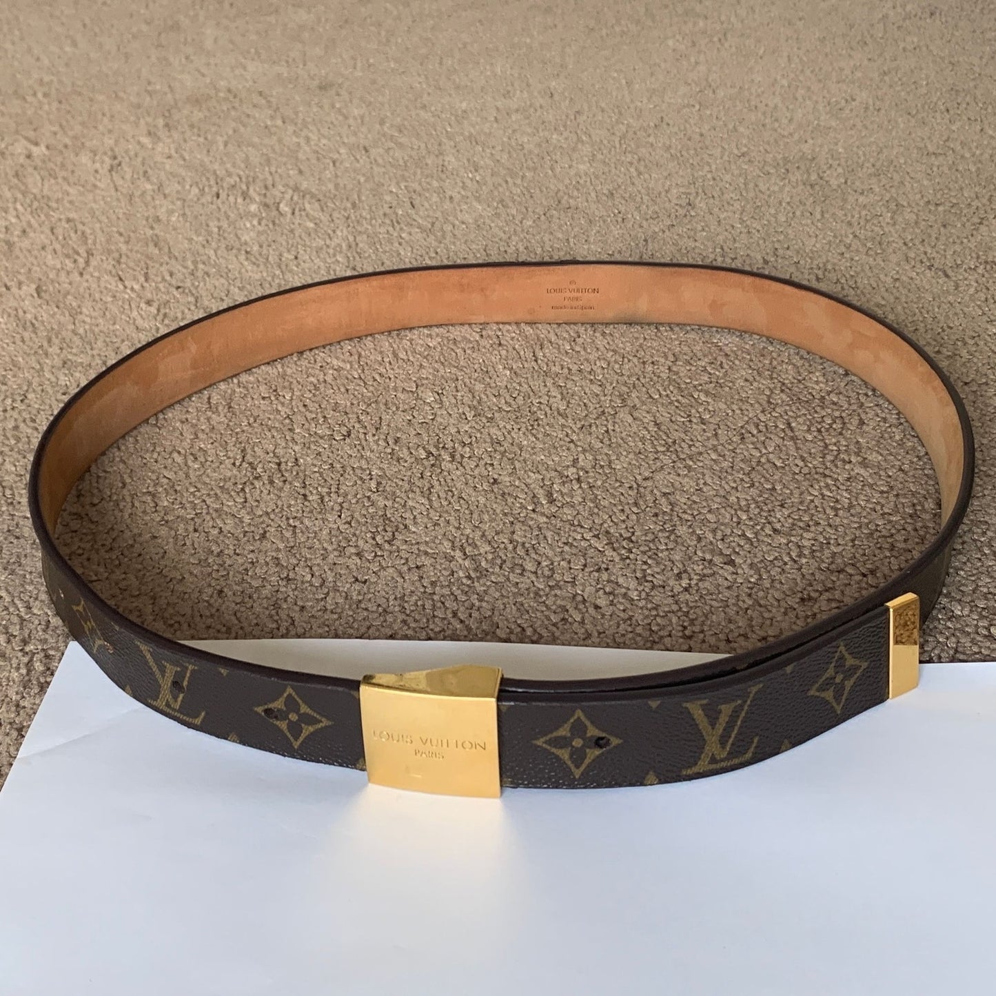 Authentic Louis Vuitton unisex monogram belt size 36 inch 90 cm