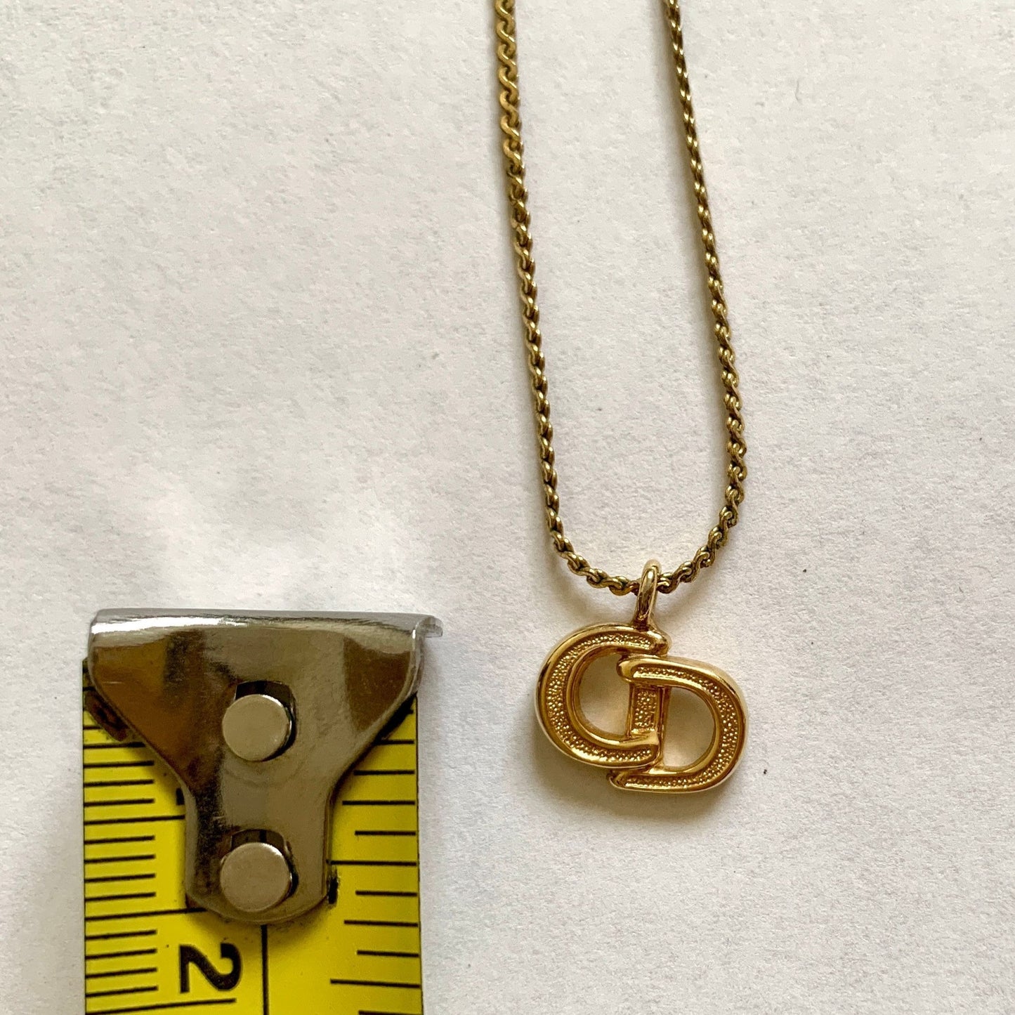 Authentic Dior CD logo gold color necklace