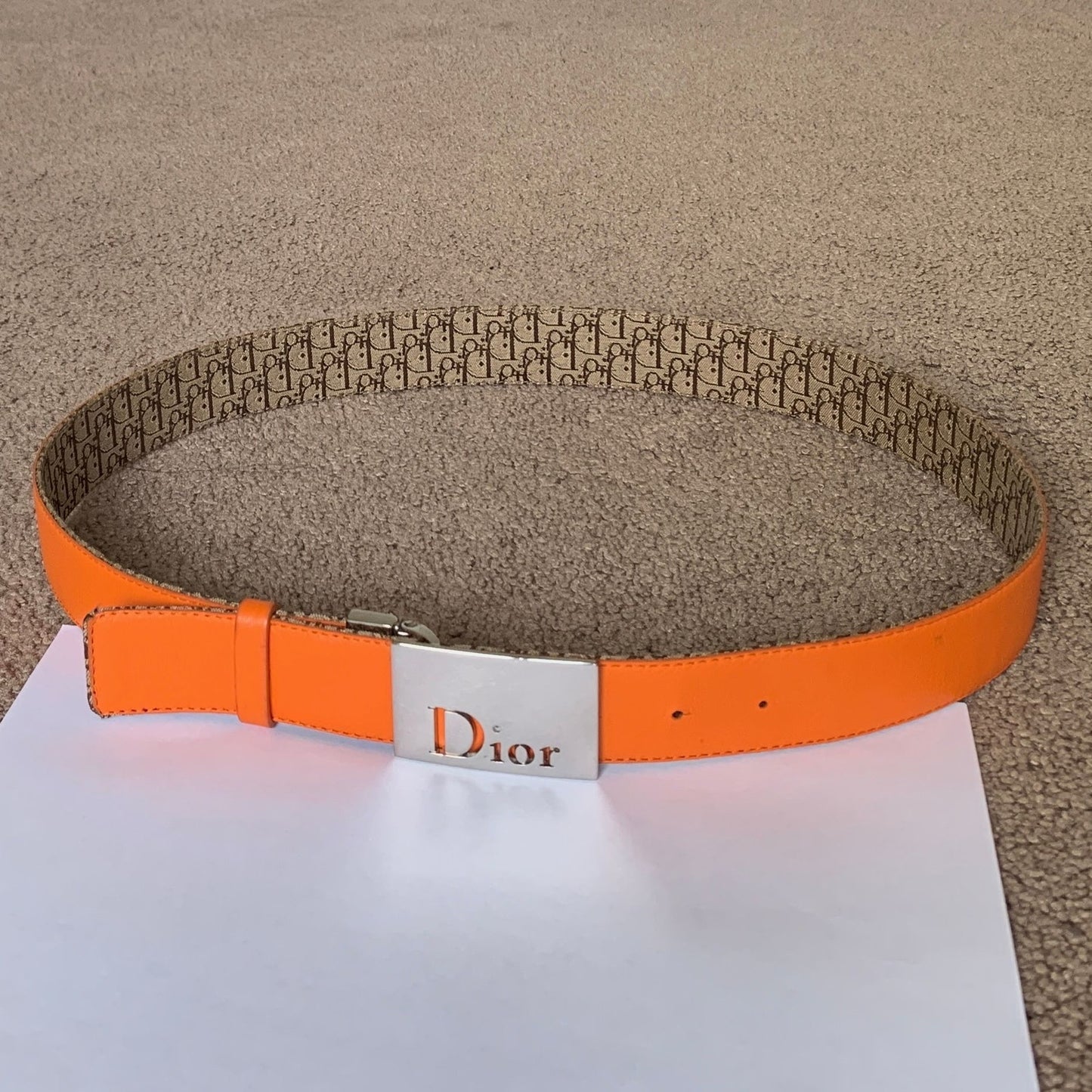 Christian Dior women's 90 cm 36 inch reversible trotter and orange leather belt