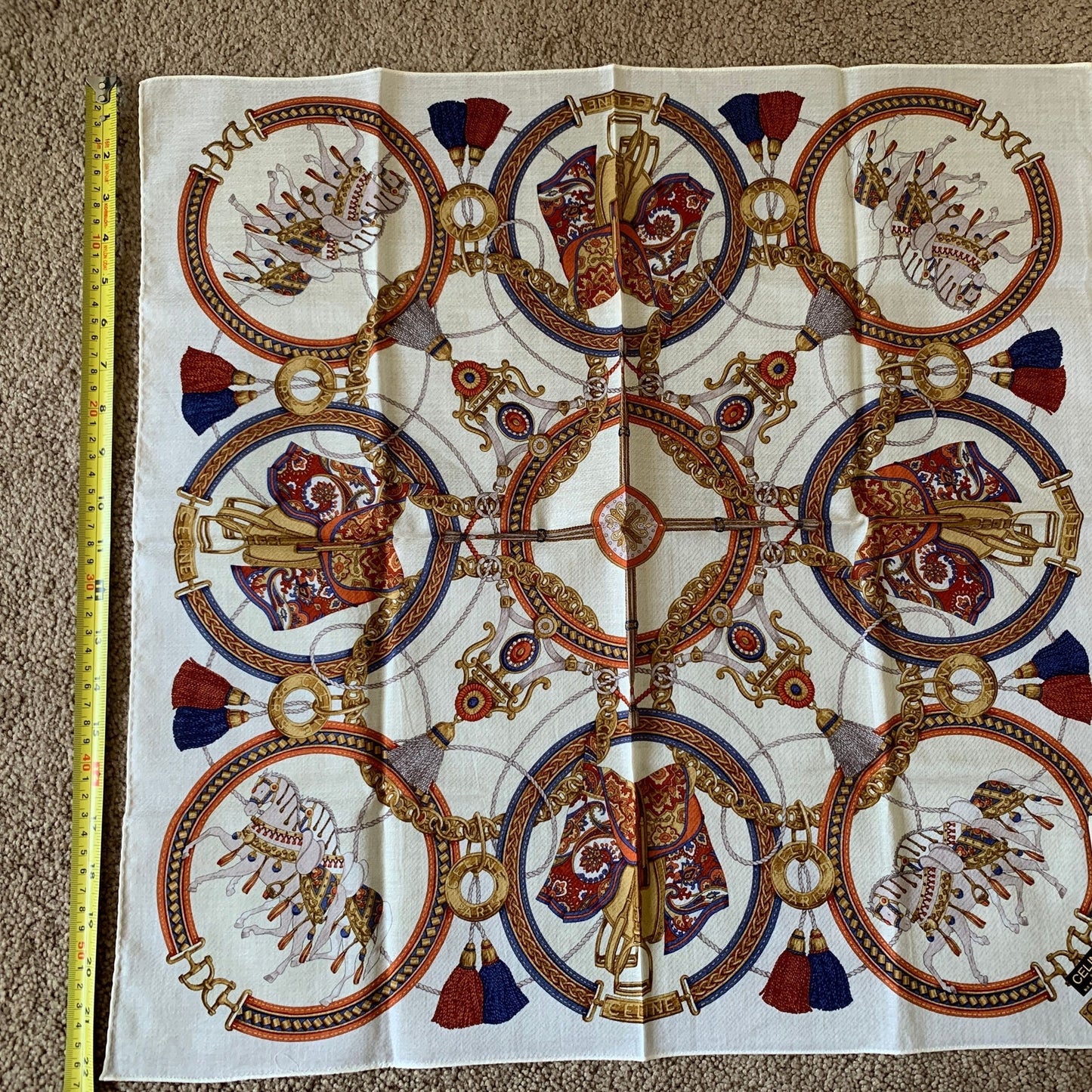 NWT Celine women's scarf foulard handkerchief in cotton