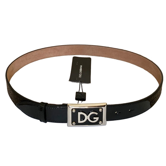 DG1019 Dolce & Gabbana unisex black patent leather belt size 90 cm 36 inch