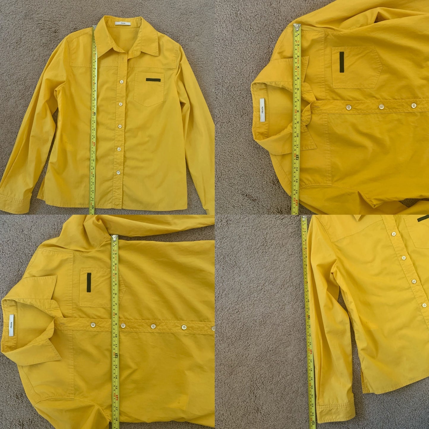 P1003 Prada women's mustard yellow cotton shirt